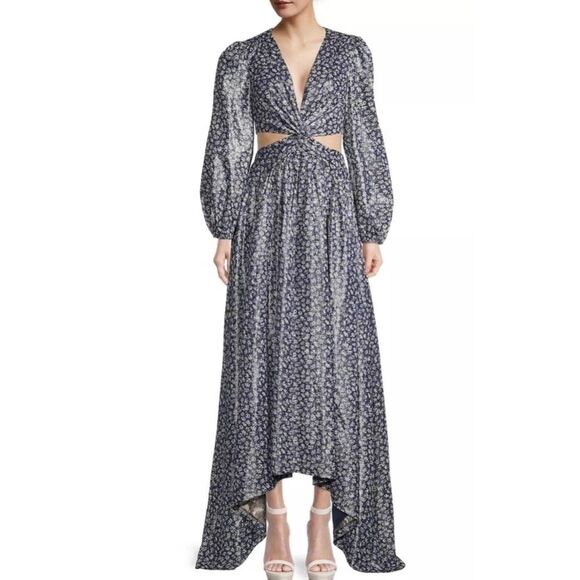 NWT Ramy Brook Floral Delmi Cut Out Detail Shimmering Maxi Dress Size 0 - Picture 1 of 7